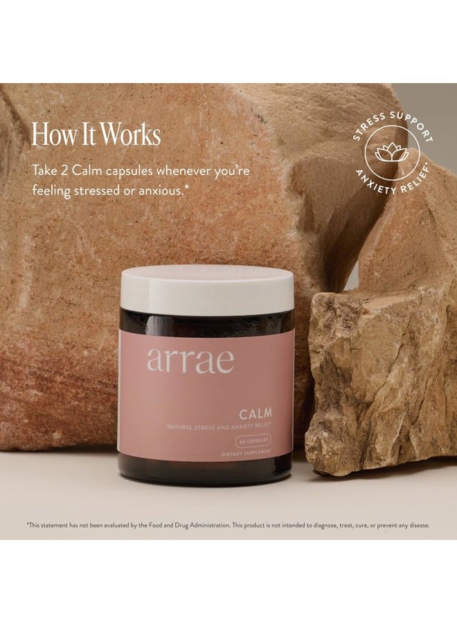 Arrae Calm Cortisol Manager - 60 Stress & Panic Relief Capsules - Mood Support Supplement w/L-Theanine, Inositol, Passionflower, & Magnesium to Help You Feel Zen - Image 2