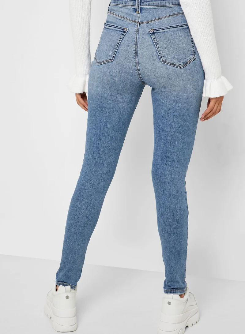 FOREVER 21 Distressed Super Skinny Jeans