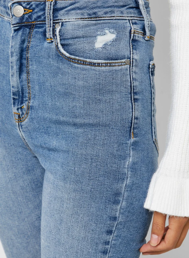 FOREVER 21 Distressed Super Skinny Jeans