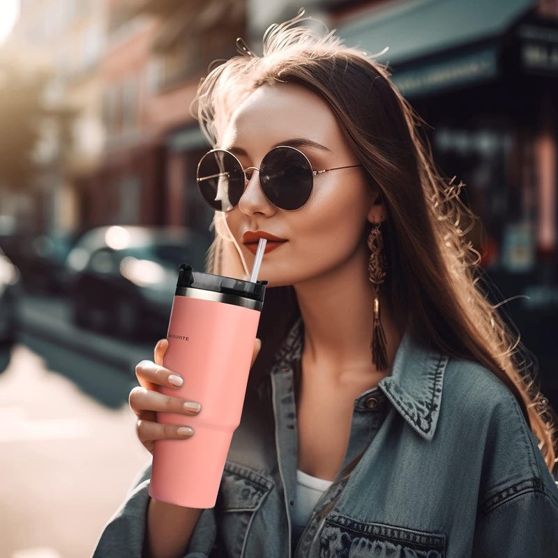 ALINK 12-Pack Reusable Hard Plastic Clear Straws, 10.5 inch Long Tumbler Straws for 16 OZ 20 OZ 30 OZ Stanley, YETI, Starbucks Tumblers with Cleaning Brush - Image 5