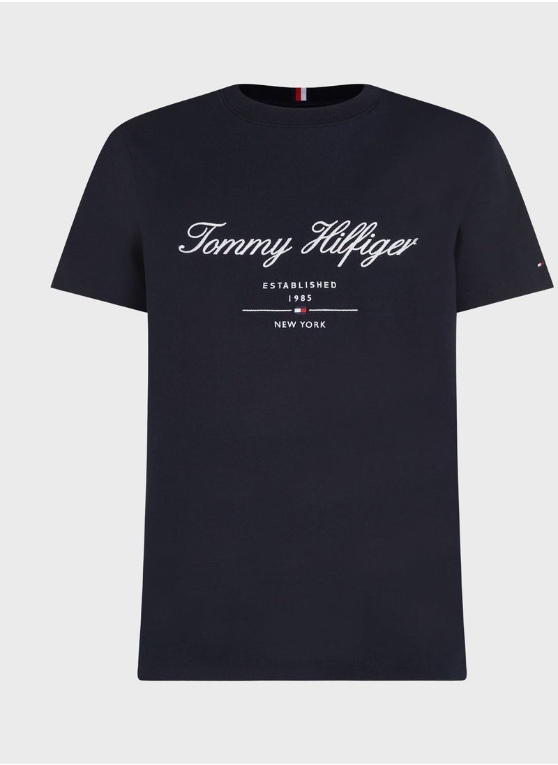 TOMMY HILFIGER - Regular Fit T-Shirt With Script Logo - Image 1
