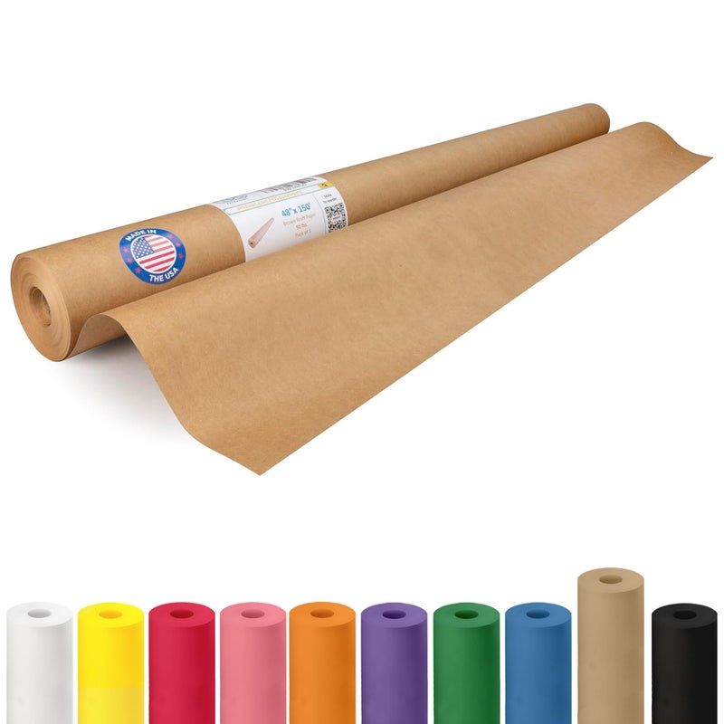 Brown Kraft Paper Roll 48 x 1800 150 feet  USAMade Thick Brown Wrapping Paper 50lb Thickness for Packing Moving Shipping CraftsArts  100 Recycled Natural Craft Material by IDL Packaging