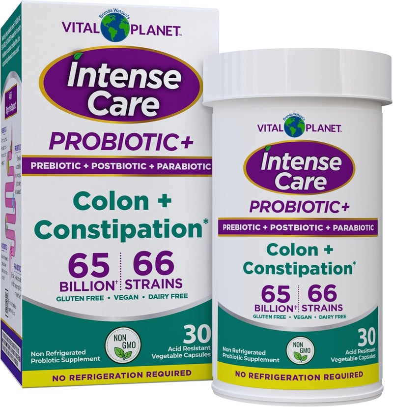 Vital Planet  Intense Care Colon  Constipation Probiotics Plus Organic Prebiotics Postbiotics Parabiotics Complete 4in1 Health Supplement for Adults 65 Billion CFU 66 Strains 30 ct - Image 1