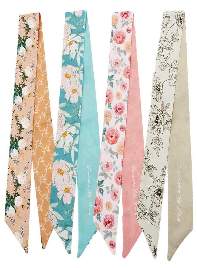 QTMY 4 Pack Purse Scarf for Bags Silk Head Scarf for Hair Handbag Women Scarfs Band Hair Neck Scarves Fashion Gifts,108-1 - Image 1