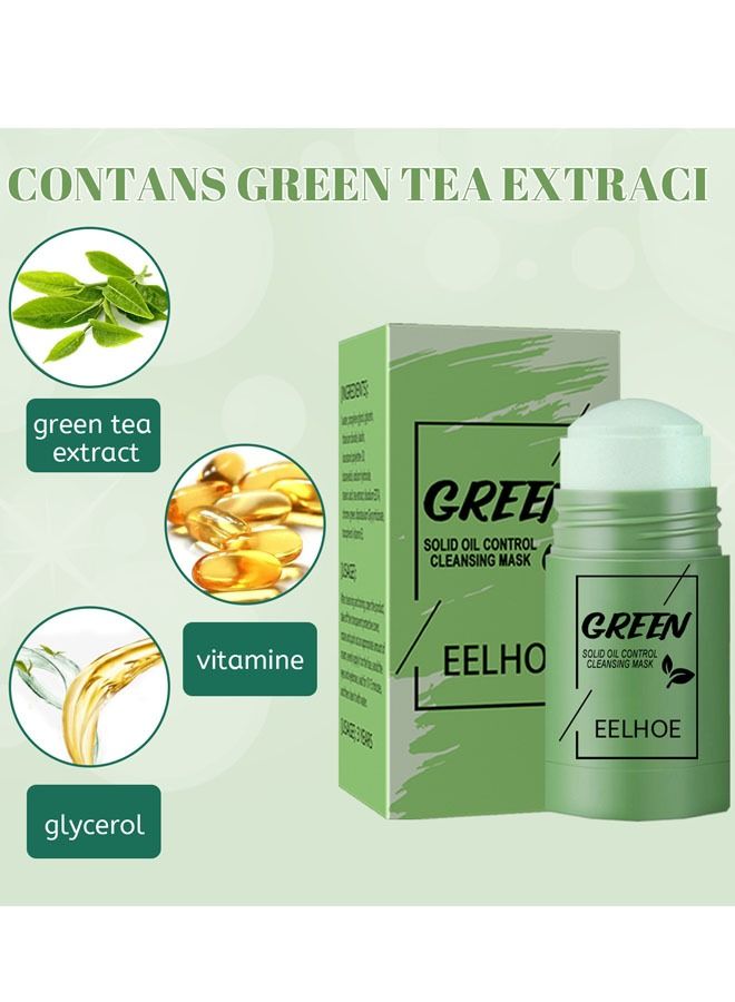 EELHOE Green Tea Mask Stick, Blackhead Remover Face Mask Clay Mask Purifying Oil Control Clean Solid Mask Moisturizing Acne Deep Pore Cleansing - Image 3
