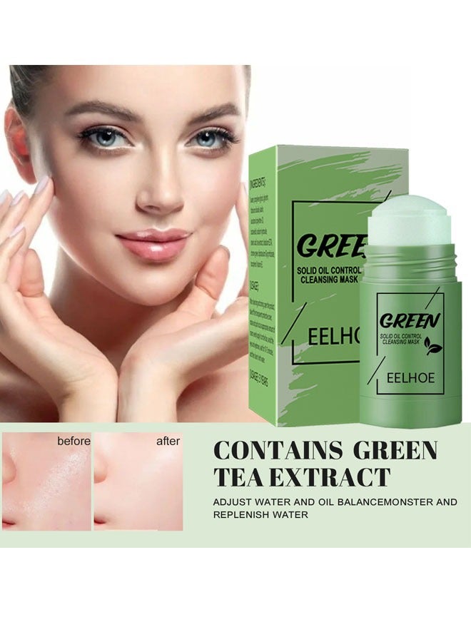 EELHOE Green Tea Mask Stick, Blackhead Remover Face Mask Clay Mask Purifying Oil Control Clean Solid Mask Moisturizing Acne Deep Pore Cleansing - Image 1