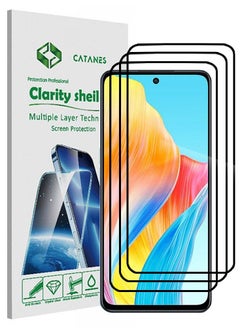 مجموعة من 3 قطع من واقي الشاشة الزجاجي المقوى لهاتف Oppo A98 5G مع الغراء الكامل من الخلف