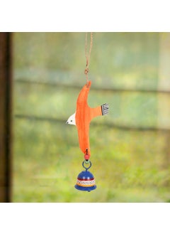 AAKRITI ART CREATIONS Aakriti Art Creations Handpainted Orange Fly Bird Wind Chimes with Metal Bell for Home Decoration  - Image 1