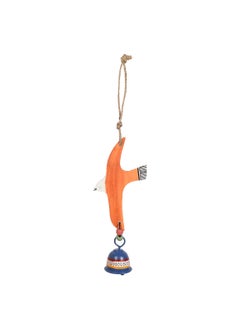 AAKRITI ART CREATIONS Aakriti Art Creations Handpainted Orange Fly Bird Wind Chimes with Metal Bell for Home Decoration  - Image 2