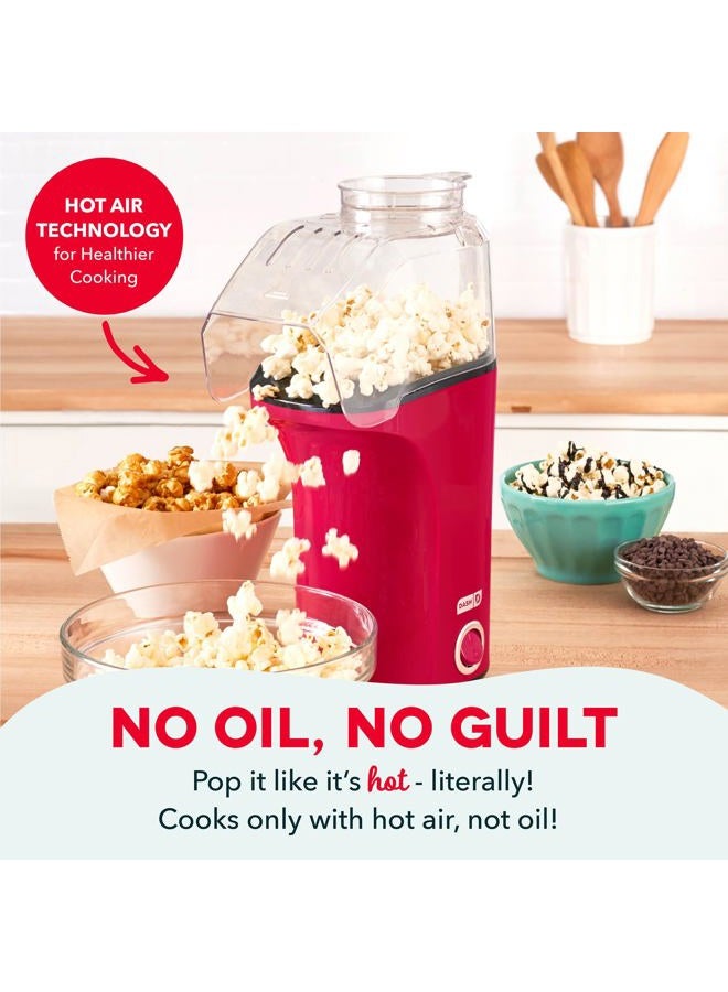 Dash Hot Air Popcorn Popper Maker With Measuring Cup To Portion Popping Corn Kernels + Melt Butter, 16 Cups, Red - Image 4
