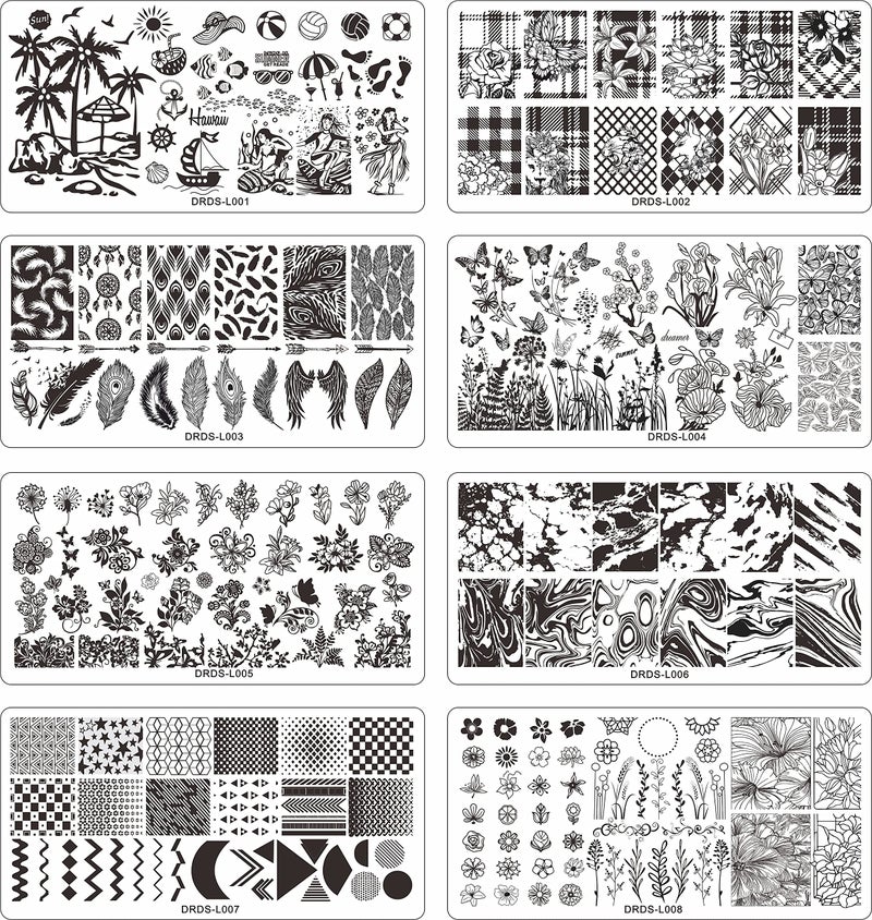 VNC 21 Pcs Nail Stamp Plates Set 16 Plate 2Stamper and 2 Scraper 1storage Bag Nails Art Stamping Plate Scraper Stamper Set Leaves Flowers Animal Nail Plate Template Image Plate Set - Image 2