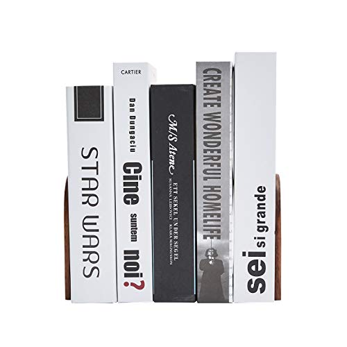 Pandapark Wood Bookends,Non-Skid Bookend for Shelves,Heavy Duty Bookends,Book Stand for Books/CDs,1 Pair - Image 4