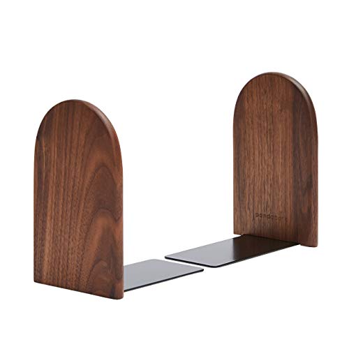 Pandapark Wood Bookends,Non-Skid Bookend for Shelves,Heavy Duty Bookends,Book Stand for Books/CDs,1 Pair - Image 1
