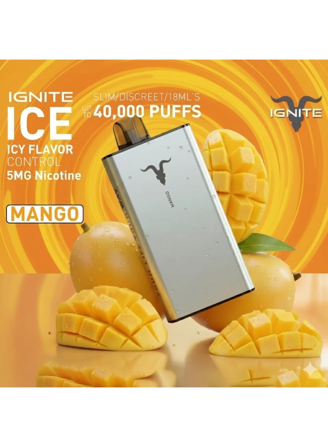 ignite Mango 40000 Puffs 5mg Nicotine Rechargeable Disposable Vape - Image 2