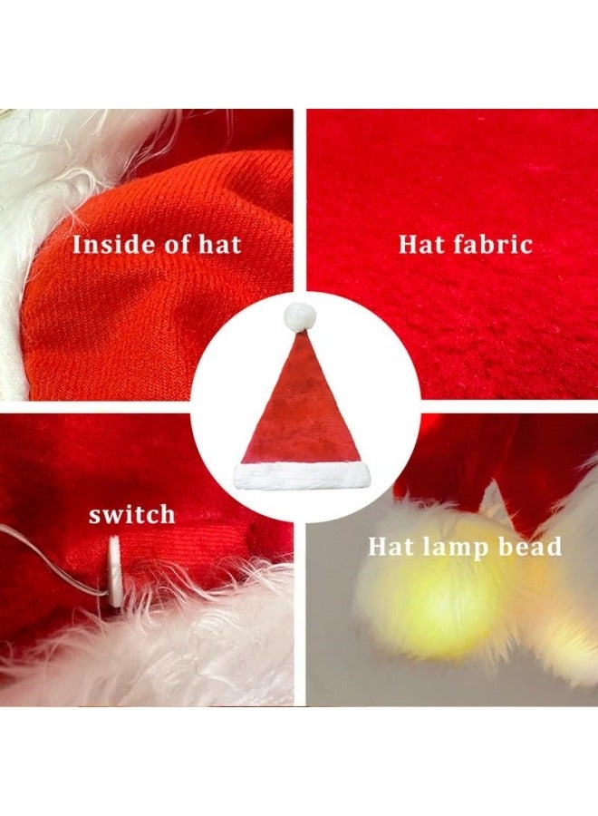 GGEROU Santa Hat Unisex Christmas Hat Plush Santa Hats for Kids Adults Traditional Red Christmas Santa Hat with Led Strip Light - Image 4