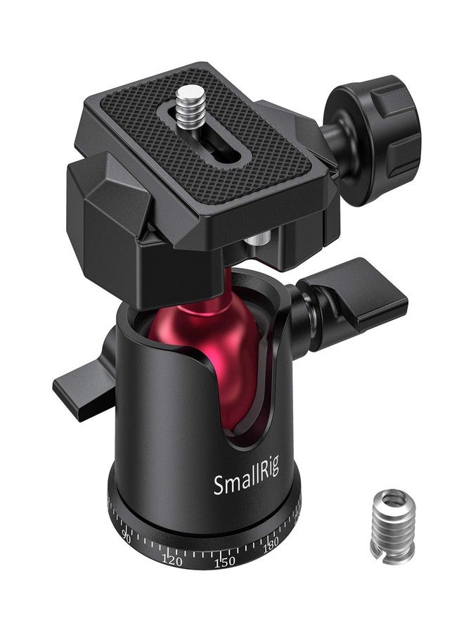 SmallRig Mini Ball Head, Tripod Head Camera 360° Panoramic with 1/4" Screw 3/8" Thread Mount and Quick Release Plate Metal Ball Joint for Monopod, DSLR, Phone, Gopro, Max Load 4.4lbs/2kg - BUT2665 - Image 1