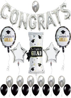 KatchOn, Silver Congrats Balloons Set - Big 28 Inch, Pack of 27 | Graduation Balloons for Black and Silver Graduation Decorations 2024 | Congratulations Balloons, Graduation Decorations Class of 2024 - pzsku/Z42E8F875D190880ED10EZ/45/_/1718137295/5dc8d605-05d7-42e9-9a8d-574ec3b0a121