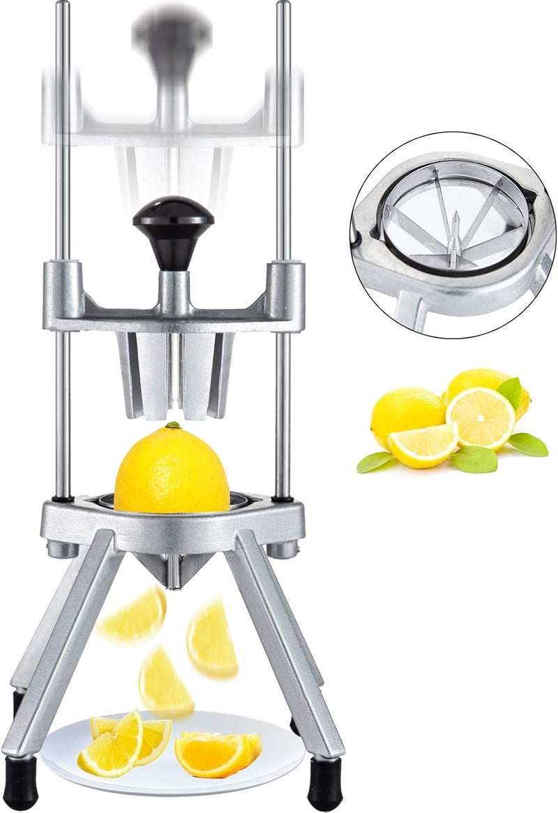 VEVOR 6-Section Commercial Easy Wedger Stainless Steel Blade Fruit Lime Slicer, Lemon Cutter for Home Bar Restaurant - Image 1