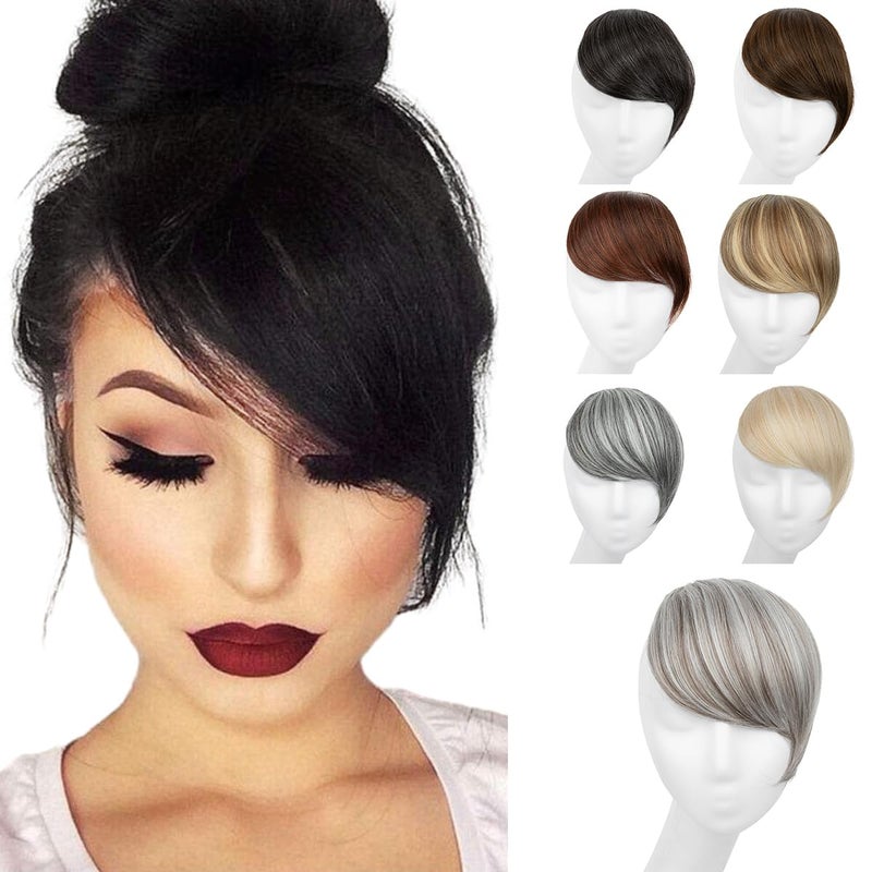 SARLA إكستنشن بانغز جانبي قابل للتثبيت من سارلا، بانغز صناعية مستقيمة قطعة واحدة للنساء، فضي قطبي