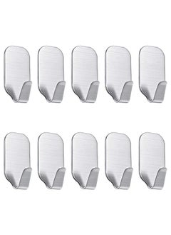 erorex Adhesive Wall Hooks For Hanging Wall Hangers Stick On Shower Home Bathroom Kitchen Door Ideal For Robes Umbrellas Clothes Bags Coats Stainless Steel Utility Wall Hooks 10Packs  - Image 1
