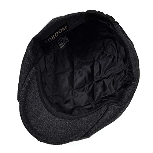 VOBOOM Men Wool Blend 8 Panel Newsboy Cap Herringbone Cabbie Flat Tweed Hat (Grey) - Image 5