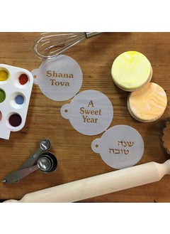 Designer Stencils Designer Stencils C739 Shana Tova Cake Stencil, Beige/semi-transparent  - Image 4