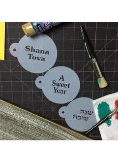 Designer Stencils Designer Stencils C739 Shana Tova Cake Stencil, Beige/semi-transparent  - Image 5