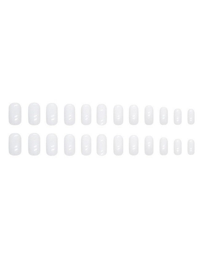 NSSHEL White Press on Nails Solid Color Fake Nails with Designs Glossy False Nail Reusable Short Square Shaped False Nail Full Cover Acrylic Nails Stick on Nail for Women DIY Art Manicure 24 Pcs - Image 5