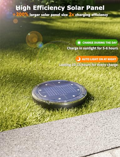 VIODAIM Color Changing Solar Ground Lights with 33ft Long Distance Remote Control - Flat Solar Lights Outdoor Waterproof - Pathway Lights Solar Powered for Yard Decorative Outside Lawn Walkway [10 Pack] - Image 4
