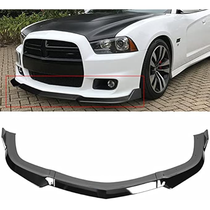 ZSPART Front Lip Body Kit PP Fits for 2011-2014 for Dodge Charger Front Bumper Lip Chin Splitter Spoiler Glossy Black Air Dam - Image 1