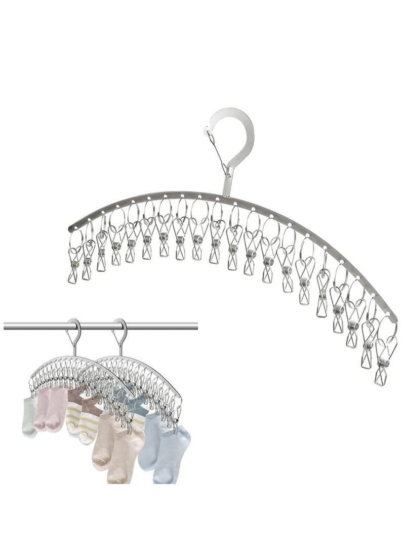 SYOSI Stainless Steel Laundry Drying Rack Windproof Clothes Hangers with 20 Clips for Drying Socks, Towels, Diapers, Bras, Baby Clothes, Underwear, Scarfs, Hats, Gloves - Image 1