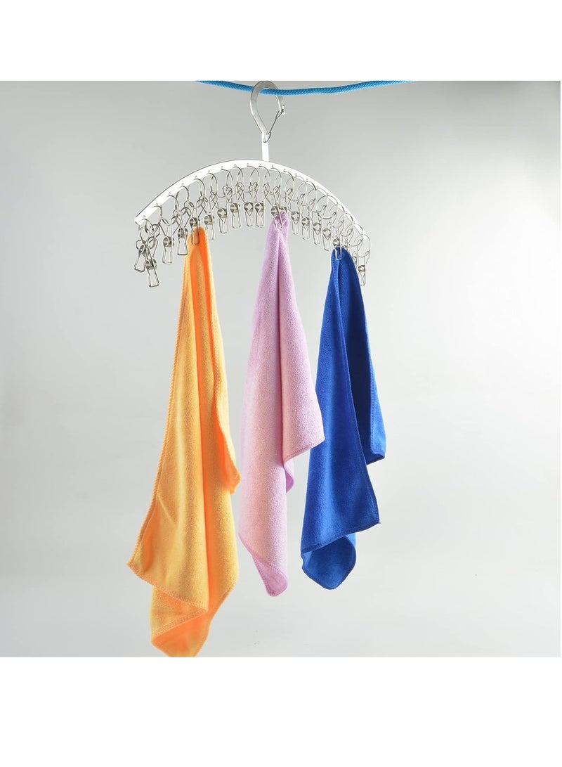 SYOSI Stainless Steel Laundry Drying Rack Windproof Clothes Hangers with 20 Clips for Drying Socks, Towels, Diapers, Bras, Baby Clothes, Underwear, Scarfs, Hats, Gloves - Image 3