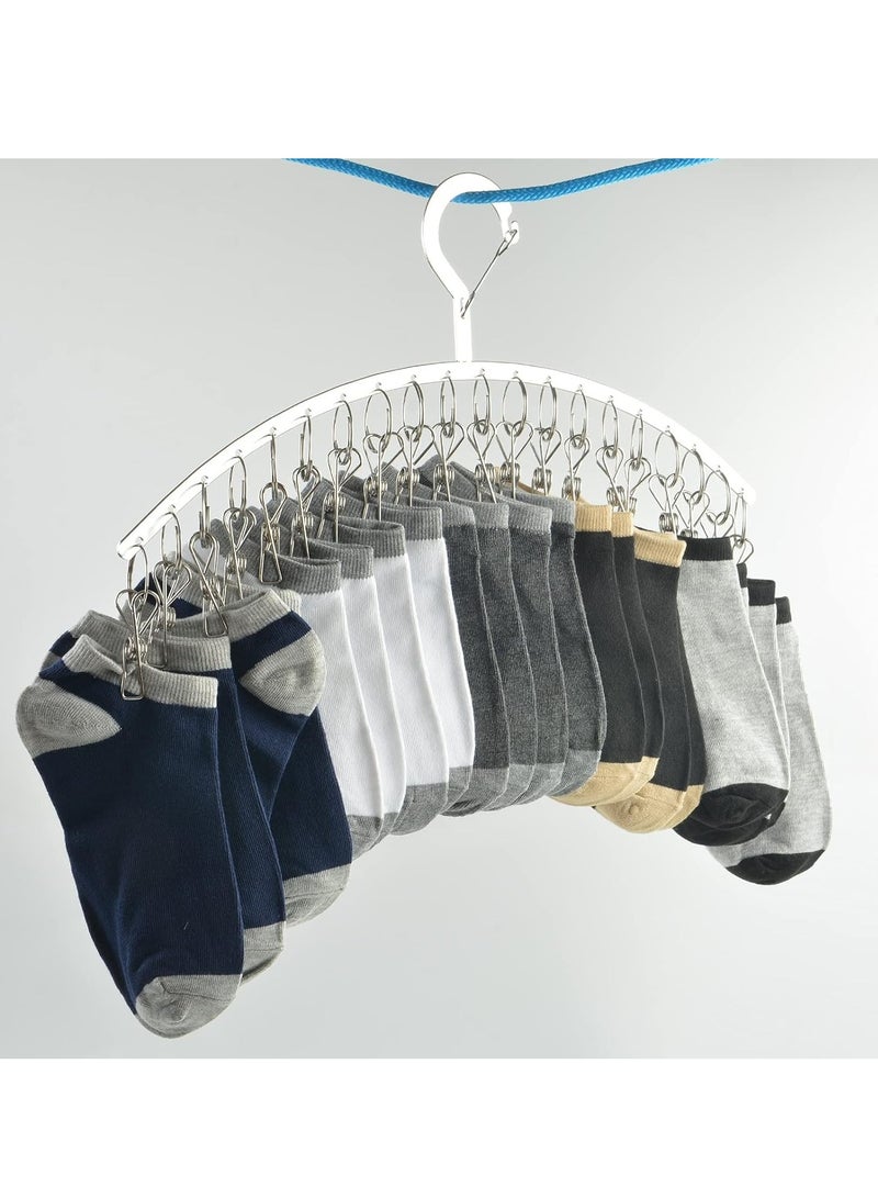 SYOSI Stainless Steel Laundry Drying Rack Windproof Clothes Hangers with 20 Clips for Drying Socks, Towels, Diapers, Bras, Baby Clothes, Underwear, Scarfs, Hats, Gloves - Image 2