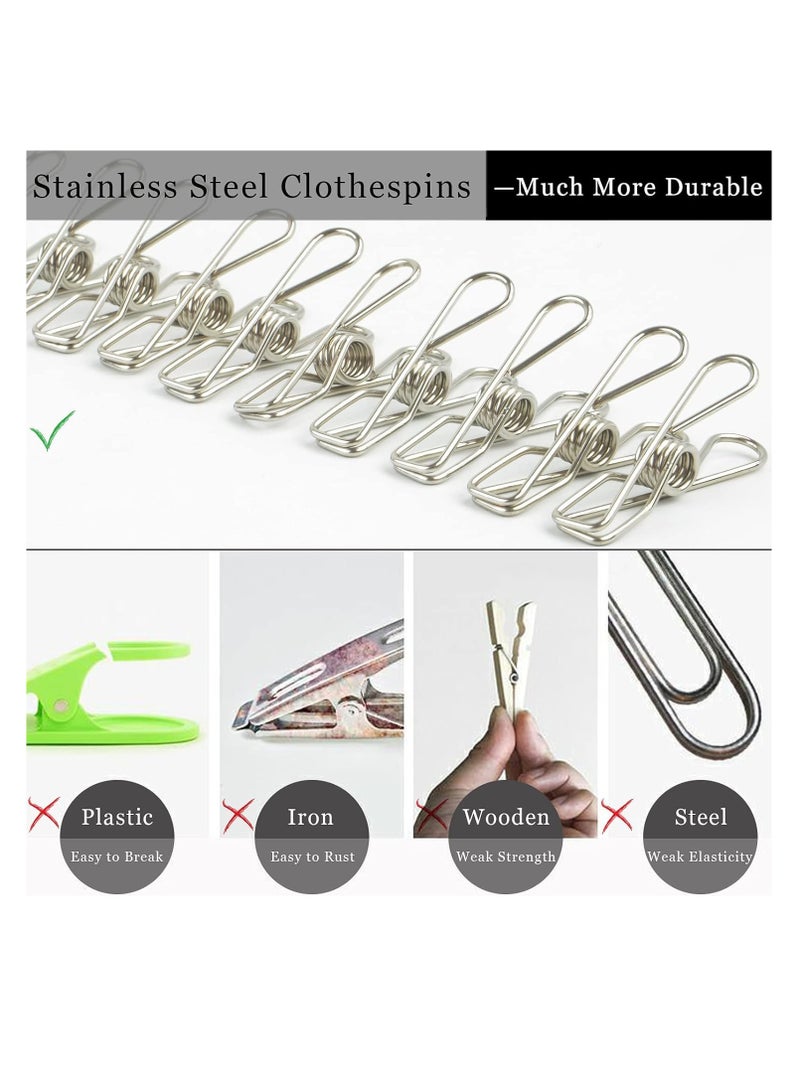 SYOSI Stainless Steel Laundry Drying Rack Windproof Clothes Hangers with 20 Clips for Drying Socks, Towels, Diapers, Bras, Baby Clothes, Underwear, Scarfs, Hats, Gloves - Image 4