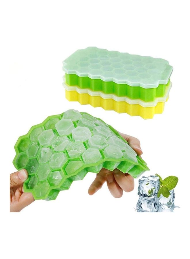 2-Piece Honeycomb Shape Ice Cube Tray Green/Yellow/Clear One Size - Image 1