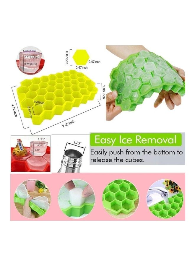 2-Piece Honeycomb Shape Ice Cube Tray Green/Yellow/Clear One Size - Image 3