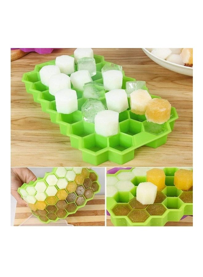 2-Piece Honeycomb Shape Ice Cube Tray Green/Yellow/Clear One Size - Image 2