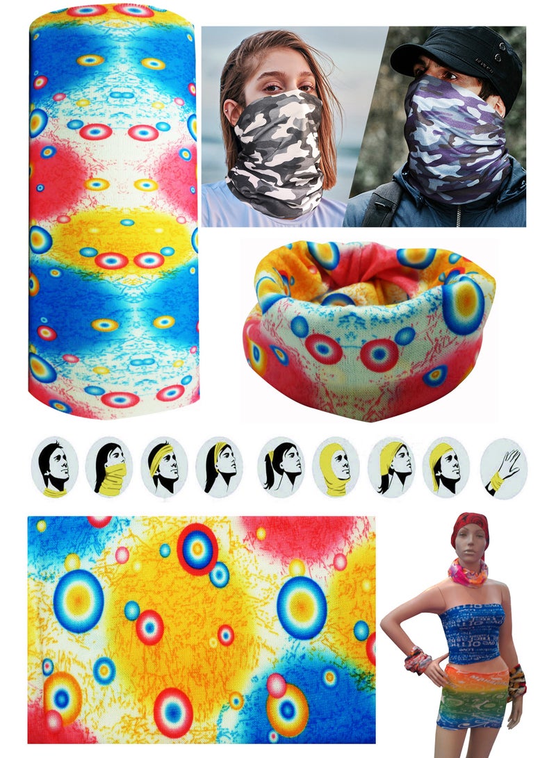 Unisex Multifunctional Multi-use Balaclava Bandana Scarf Neck Gaiter Tube Cover Face Mask Head Arm Wear Band Breathable Washable Free Size Stretch Fabric for Dust Sun Wind Protection, Sports and Outdoor Activities, Multi Color 028 - Image 1