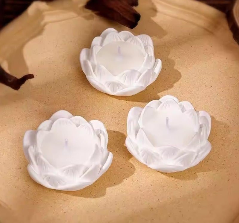 Satyam Kraft SATYAM KRAFT 2 Pcs Scented Lotus Shape Ceramic Holder with LED Tea Light Candle for Gifting FestivalChristmas DecorationHome DecorWeddingAnniversary Birthday White  - Image 5