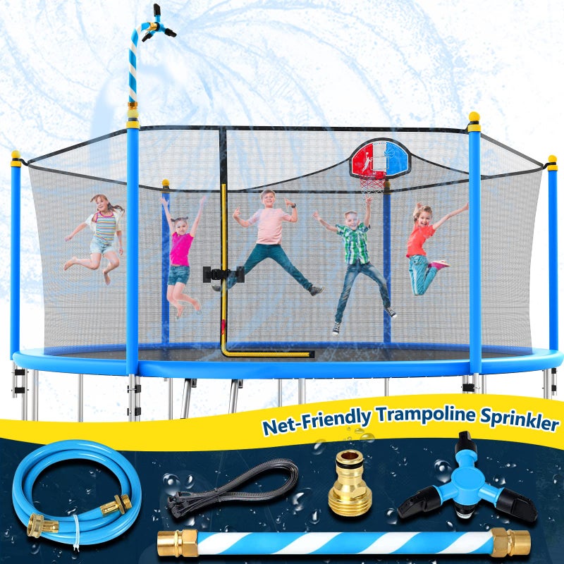 Vantic Trampoline Sprinkler, Net Friendly Water Sprinkler for Kids, 360Â° Rotating Sprinkler for Trampoline, 5 Minutes Quick Setup Trampoline Accessories (Blue) - Image 1