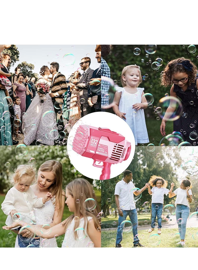 ELTRAZONE 132-Hole Gatling Bubble Gun with Colorful LED Lights – Electric Bubble Launcher with Bubble Liquid for Kids & Adults, Perfect for Parties, Weddings, and Gardens (Pink) - Image 5