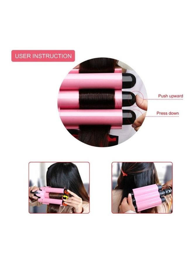 NIBEMINENT 3-Barrel Curling Iron Wand Hair Crimper Pink/Black - Image 5