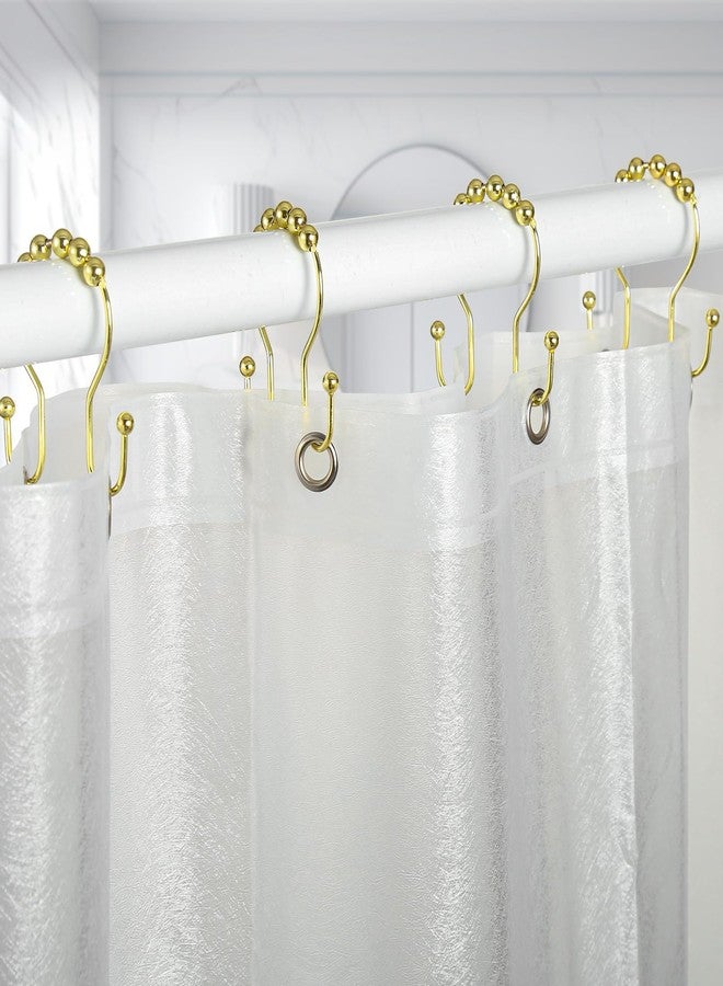 Goowin Shower Curtain Hooks, 12 Pcs Shower Curtain Rings, Stainless Steel Gold Shower Curtain Hooks Rings Rust Proof, Smooth Sliding Anti-Drop Double Shower Hooks for Shower Curtain, Rods (Gold) - Image 3