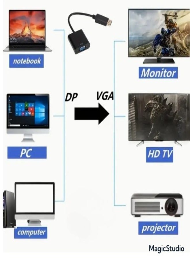 DP to VGA Video Adapter Cable - Gold Plated, Multi-Display Video Converter for PC, Laptop, Desktop, Monitor, Projector, HDTV - Image 3