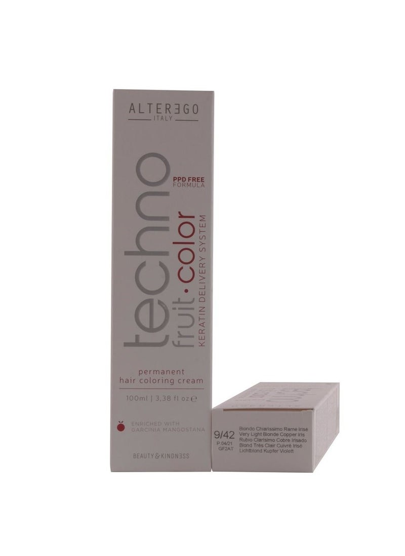ALTER EGO Technofruit Hair Color Very Light Blonde Copper Iris 9/42 100ml 