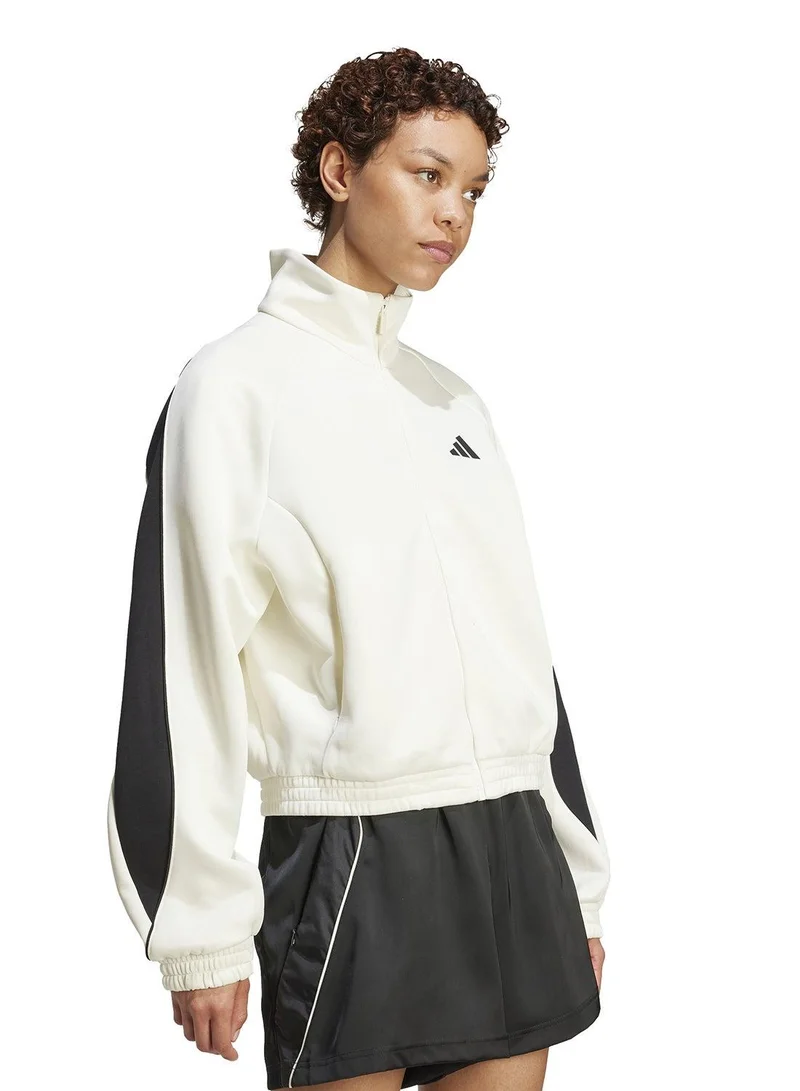 adidas سترة رياضية بيضاء للنساء