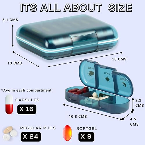 POPCUBE Premium Medicine organizer Box- Waterproof Weekly Medicine organizer- Medicine Box for home, 7 days tablet organizer For Home-Large Pill Organizer Box Case (Blue, 3 Compartment) - Image 2