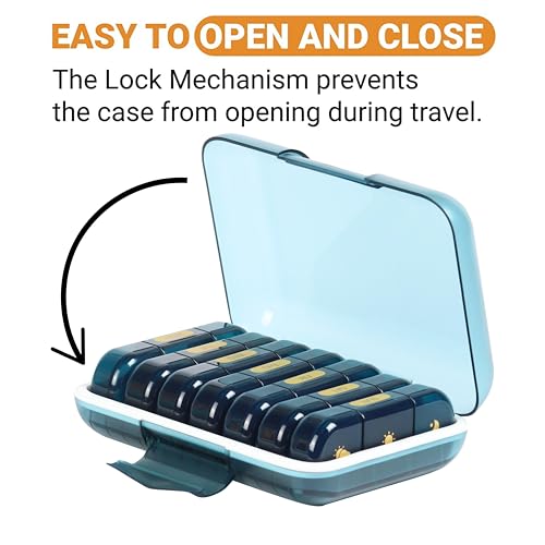 POPCUBE Premium Medicine organizer Box- Waterproof Weekly Medicine organizer- Medicine Box for home, 7 days tablet organizer For Home-Large Pill Organizer Box Case (Blue, 3 Compartment) - Image 4
