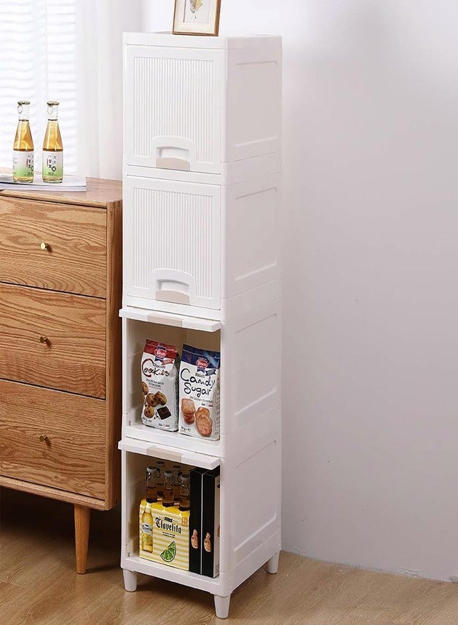 YASONIC 𝟰 𝗧𝗶𝗲𝗿 Foldable Plastic Rack for Storage/Kitchen Cupboard/Versatile and Sturdy Wardrobe for Clothes/Multipurpose Storage Organizer/Closet for Bedroom/Living Room/Laundry Room (Off White) - Image 4