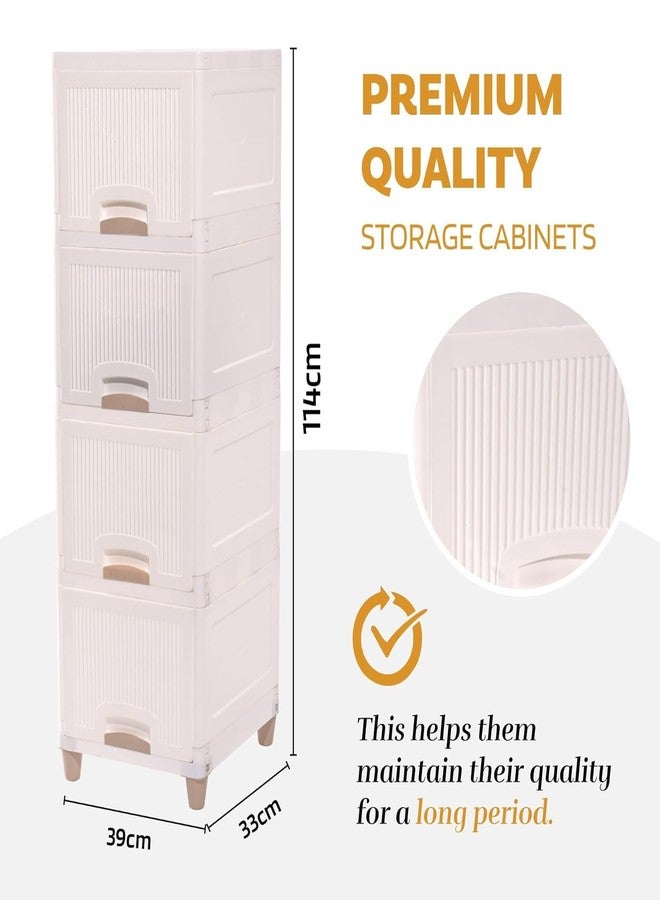 YASONIC 𝟰 𝗧𝗶𝗲𝗿 Foldable Plastic Rack for Storage/Kitchen Cupboard/Versatile and Sturdy Wardrobe for Clothes/Multipurpose Storage Organizer/Closet for Bedroom/Living Room/Laundry Room (Off White) - Image 2